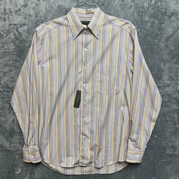 New Ermenegildo Zegna Striped Dress Shirt Men's Size L Multicolor - Picture 1 of 9